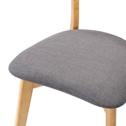 Mid-Century Upholstered Rubberwood Dining Chairs, Set of 2, Dark Gray/Natural
