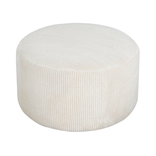 30.5 inch Beige Corduroy Round Modular Ottoman, Wood Frame Spring Coil Padded Multifunctional Footrest