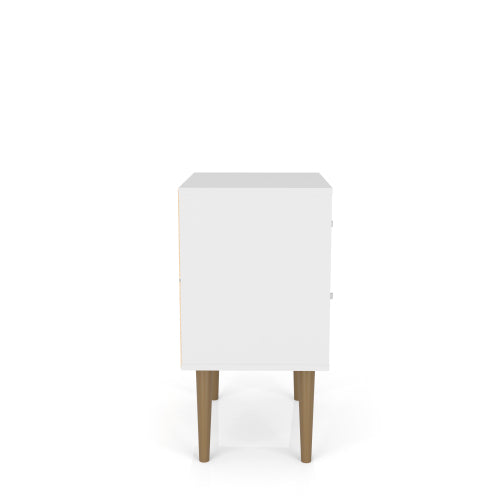 Natural & White 2-Drawer Nightstand, Splayed Wood Legs, 17.72inchL¡Á27.09inchH¡Á14.7inchD
