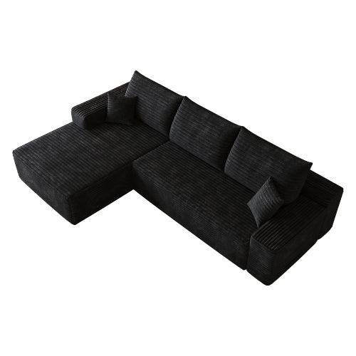 107 inch Black L-Shape Chaise Cloud Modular Sectional Sofa, No Assembly