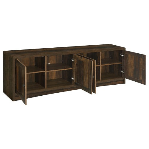 Dark Pine 78 inch TV Stand with 4 Doors & Adjustable Storage Shelves