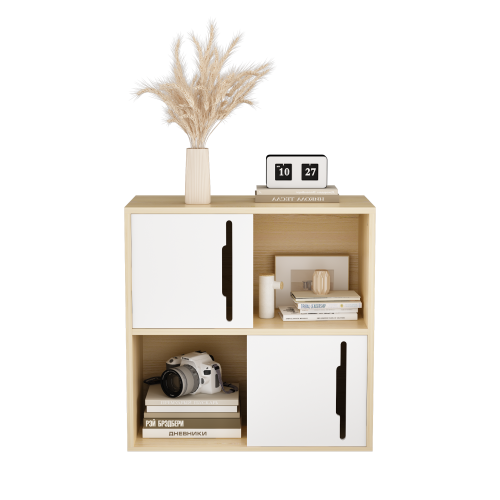 Nordic Style Wooden Storage Cabinet Sliding Door Design Open Closed Combined Shelf Cabinet For Bedroom Kids Room