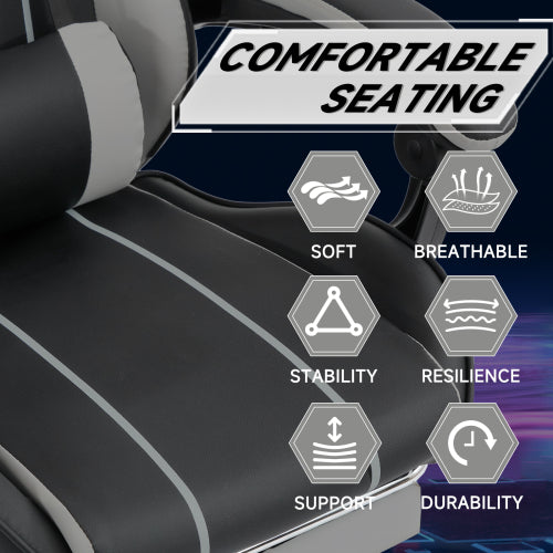 Gaming chair, Computer chair Ergonomic chair with footrest Office chair Ergonomic computer chair with lumbar backrest Blackgray