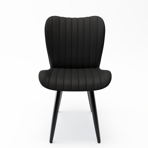 Set of 2 Modern PU Leather Dining Chairs, Armless Faux Leather Side Chairs with Metal Legs