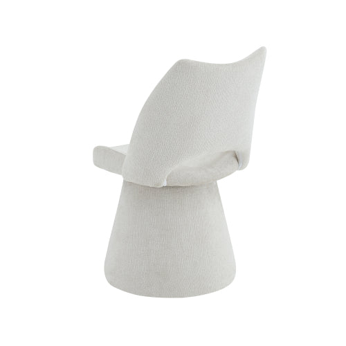 Modern Swivel Dining Chair with Hollow Back Design, Velvet Upholstered Accent Chair, 360¡ã Swivel Metal Base, Off-White, Set of 1
