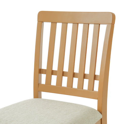 2-Piece Modern Dining Chairs Set of 2, Curved Wood Backrest with Gray Fabric Seat, Rubber Wood and LVL Frame, Light Brown Finish