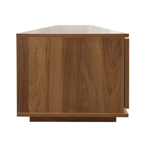78.74 inch Walnut 2 Rattan Door 2 Drawer Legless TV Stand Open Shelf Media Console Supports 85 inch TV