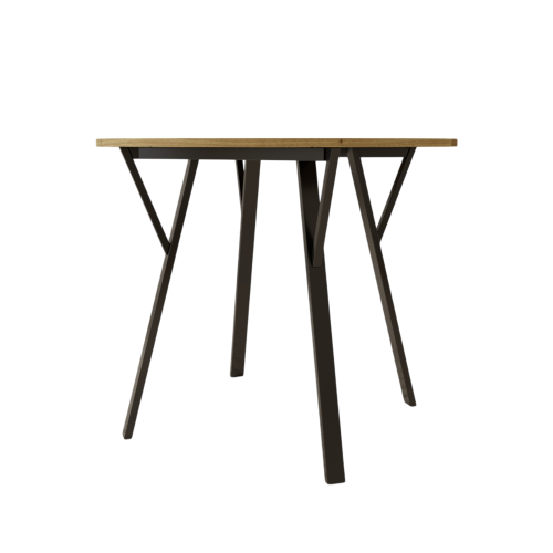 35.43 Inch Round Dining Table with MDF Top and Black Metal Legs