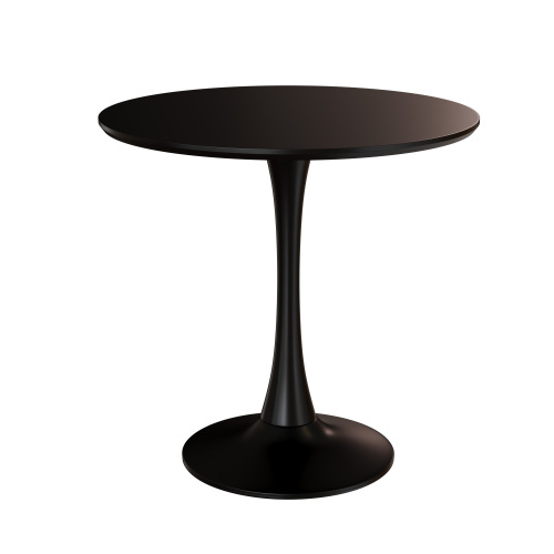 24inch Black Round Tulip Table, MDF Top & Steel Base Mid-Century Kitchen & Coffee Table