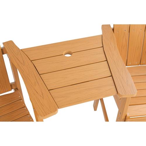Lounge chair teak color, suitable for all seasons: Outdoor lounge chair, made of sturdy HIPS material, equipped with 304 stainless steel accessories.