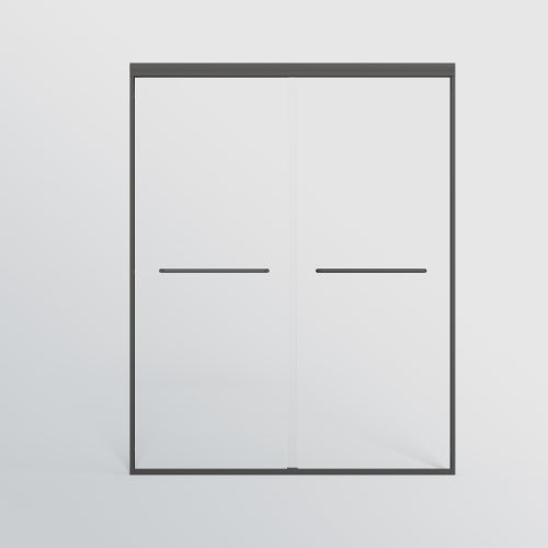 56-60 in. W x 72 in. H Double Sliding Shower Door, Semi-frameless Bypass Bathroom Sliding Door with 1/4" (6mm) Tempered Glass for Walk-in Shower, Matte Black 24D03-60MBX
