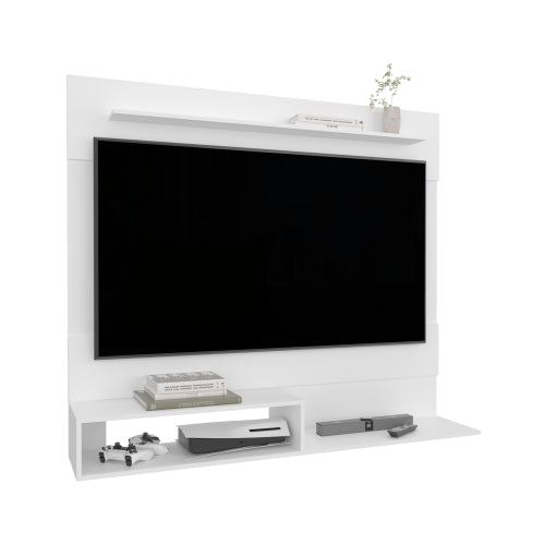 White Foldable Floating Wall-Mounted Entertainment Center for TVs Up To 55 Inch