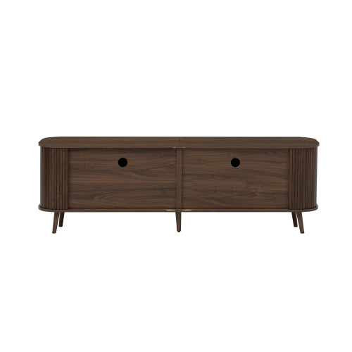 70 inch Modern TV Stand for TVs Up to 80 inch, Wood Grain Media Console with Solid Wood Legs