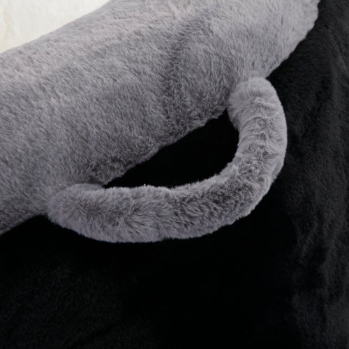 Black-White-Grey Multicolor Faux-Fur Oversized Bean Bag Chair