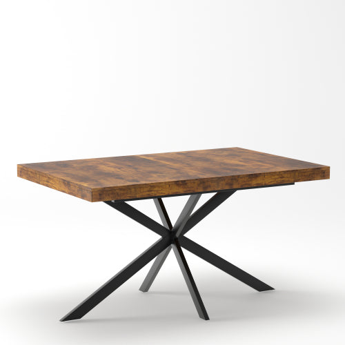 55-70 Inch Extendable Dining Table with Storage Box, Retro Brown