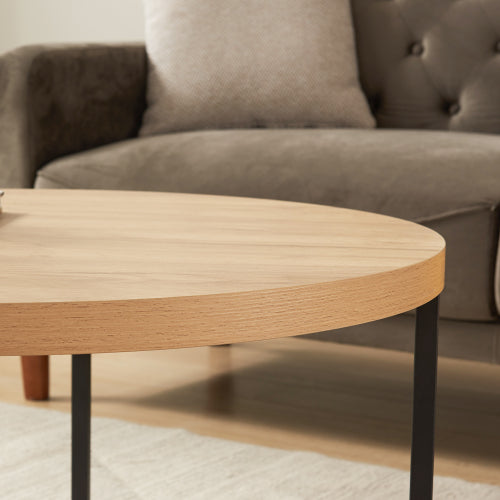 31.5inch Round Coffee Table, Natural Oak Finish