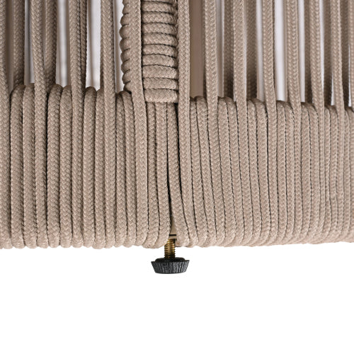 Outdoor Rattan rope & Acacia Wood Side Table - Patio Balcony Furniture for Garden, Yard, Balcony - Weather Resistant(Rope Beige, Natural Iron)