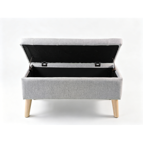 32 inch Upholstered Storage Ottoman Bench with Tray, Hidden Storage Footrest