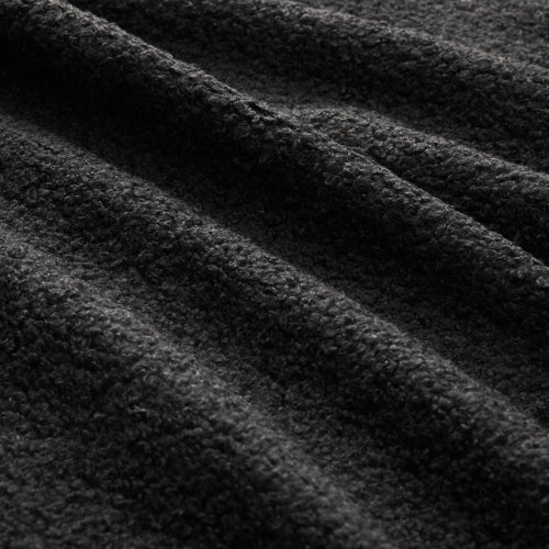 Black Teddy Fabric Modular Ottoman, No-Assembly Plush Footrest for Sectional Sofa