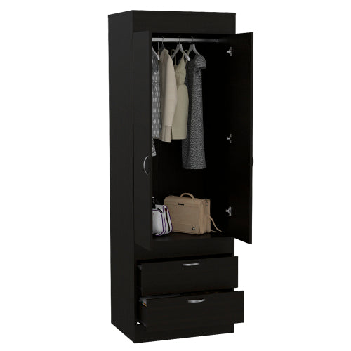 Armoire, Rod, Double Door, Two Drawers, Metal Handles