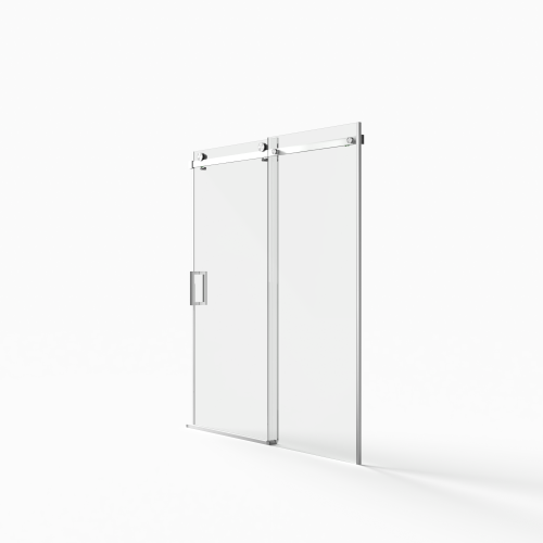 56-60"W x 72"H Frameless Sliding Shower Door,5/16" (8mm) Thick SGCC Tempered Clear Glass,Double Side Easy Clean Coat, Brushed Nickel Finished With Buffer