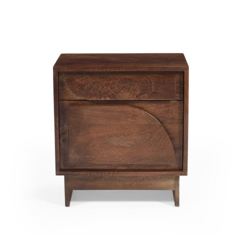 Wood Nightstand with 1 drawer,Walnut Finish