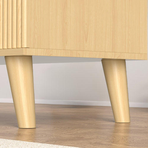 9 Drawer Dresser for Bedroom, Fluted Wooden Chest of Drawers for Children's Room, Nursery, Entrance, Natural, 63"W x 15.7"D x 29.5"H