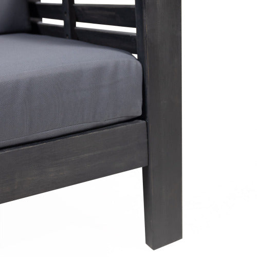 Acacia Wood Outdoor Loveseat and Coffee Table Set with Cushions, Dark Gray