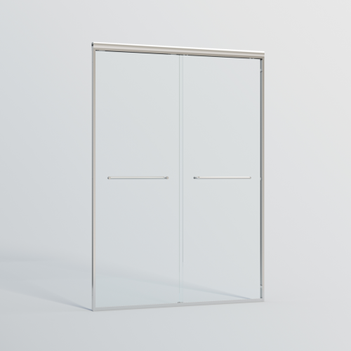44-48 in. W x 72 in. H Double Sliding Shower Door, Semi-frameless Bypass Bathroom Sliding Door with 1/4" (6mm) Tempered Glass for Walk-in Shower, Chrome 24D03-48CX