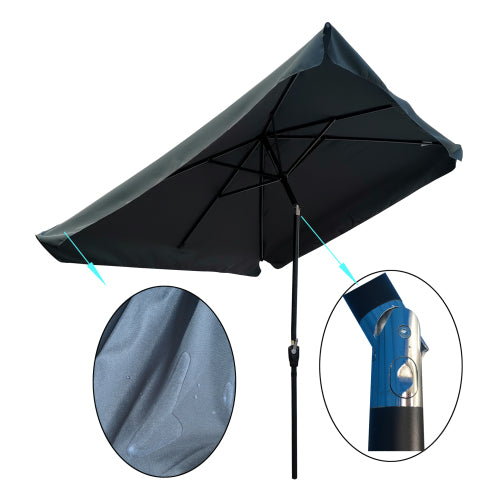 10 x 6.5ft Patio Umbrella Outdoor Waterproof Umbrella with Crank and Push Button Tilt for Garden Backyard Pool Swimming Pool Market