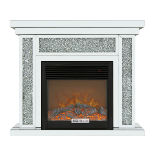 10 inches wide X 10 inches deep X 32 inches high English inch acrylic diamond mirror wall furnace frame with two side pillars, independent fireplace frame with built-in filling material: acrylic high