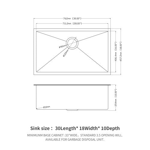 30 Inch Undermount Sink - 30"x18"x10" Gunmetal Black Undermount Kitchen Sink 16 Gauge 10 Inch Deep Single Bowl Kitchen Sink Basin