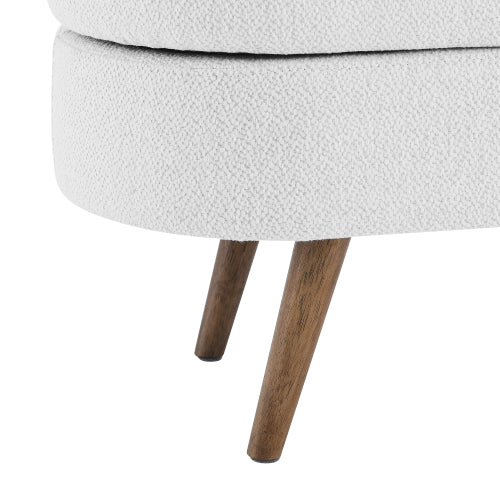 Oval Storage Bench,Rubber Wood Legs,White(43.5inch x16inch x16inch )