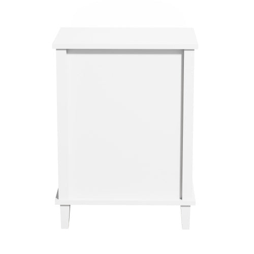26.77''H Wooden Nightstand with One Drawer One Shelf for Kids, Adults, White+Golden handle