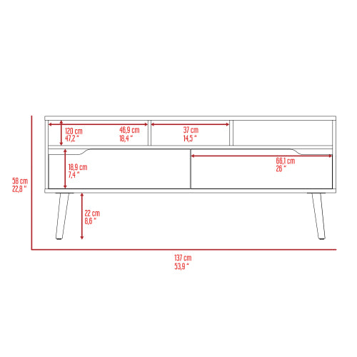 Dark Walnut 53.9 Inch 5-Shelf TV Stand with 2 Doors for 60 Inch TV