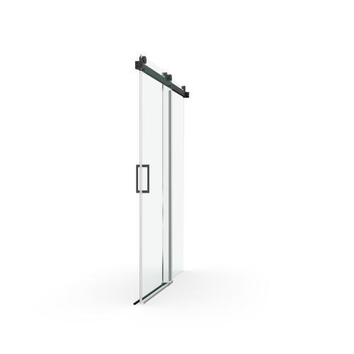 56" - 60" (W) x 76" (H) Frameless Soft-closing Shower Door, 1/4" (6mm) Tempered Glass Single Sliding with Explosion-proof Coating, Matte Black 24D01-60MBX