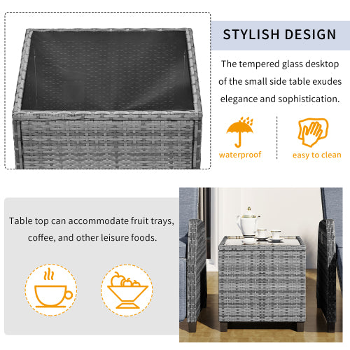 U_Style Outdoor Rattan Two-person Combination With Coffee Table, Adjustable, Suitable For Courtyard, Swimming Pool, Balcony