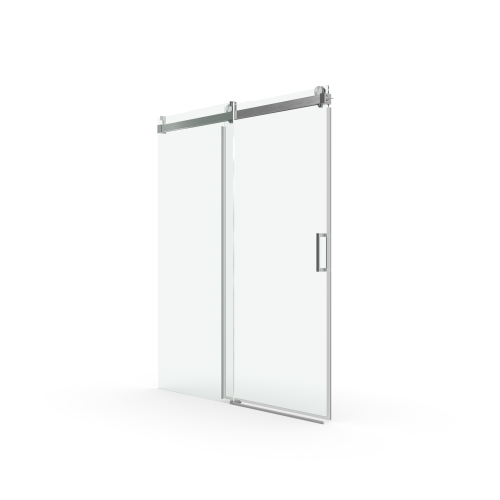 56" - 60" W x 76" H Frameless Shower Door Soft-closing Single Sliding, 1/4" (6mm) Tempered Glass with Explosion-proof Coating, 24D01-60BNX Brushed Nickel
