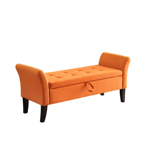 51.5inch Bed Bench with Storage Orange Velvet