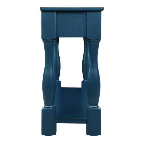 63 Inch Wood Console Table with 3 Drawers & Shelf Navy Blue Entryway Table