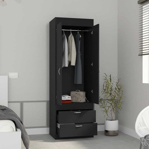 Armoire, Two Drawers, Black Wengue Finish