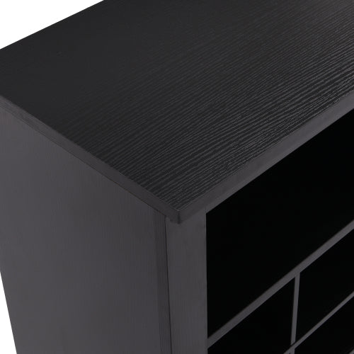 24 Cubby Shoe Storage Cabinet with Curved Base Black Organizer Console