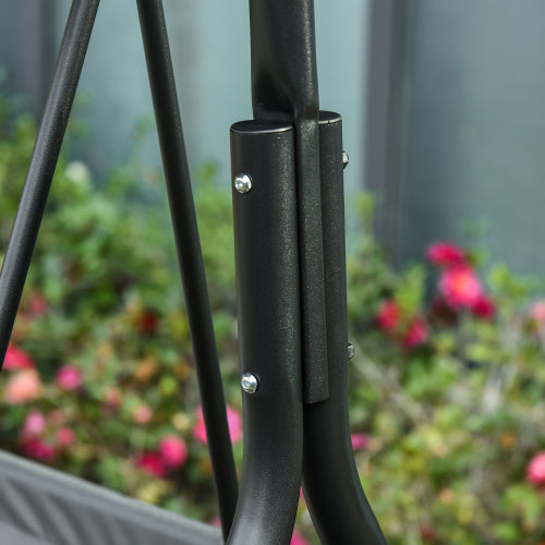 3-Person Porch Swing with Stand, Outdoor Swing for Patio Porch with Adjustable Tilt Canopy and Comfortable Swing Bench-Style Seat, Steel Frame, Gray