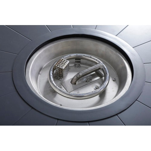 25" H x 32" W Aluminum Outdoor Fire Pit Table with Lid(Mixed Gray)