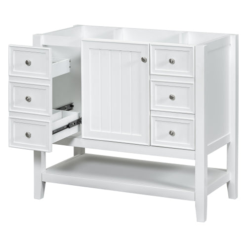 36" Bathroom Vanity with Sink, One Cabinet and Three Drawers, Solid Wood and MDF Board, White (Old Sku:SY999505AAK-6)
