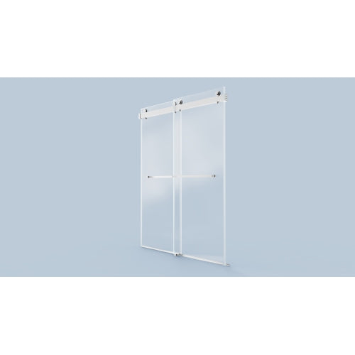 56-60 inches W *76 inches H Frameless Double Sliding Soft-Close Shower Door in Brushed Nickel,3/8 inches (10mm) Thick SGCC Tempered Glass Door