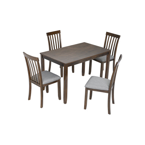 45.5 Inch Walnut Rectangular Wooden Dining Table, Solid Wood Frame MDF Veneer 4-Seater Kitchen Table