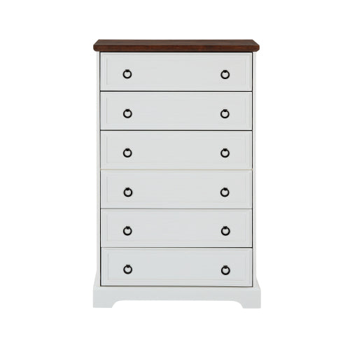 Modern 6 Drawer Dresser, Dressers for Bedroom, Tall Chest of Drawers Closet Organizers & Storage Clothes - Easy Pull Handle, Textured Borders Living Room, Hallway,L 29.53''*W15.75''*H48.03''White