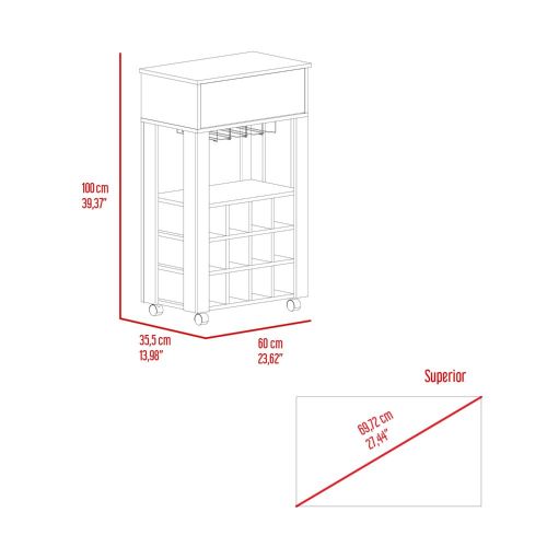 Bar Cart Drawer, Light Gray