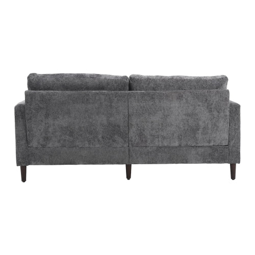 Mid-Century Modern Gray Chenille 2-Seat Loveseat, Wood Legs
